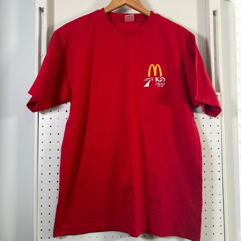 McDonald's 100th Anniversary Al Ahly SC Arrows T-Shirt Men's Red Graphic - Large